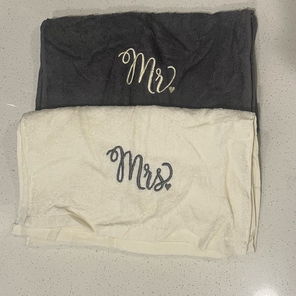 Mr. and Mrs. Embroidered Towels